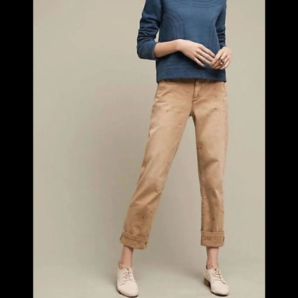 Anthropologie’s Pilco and the Letter Press Gold Splattered Khakis
